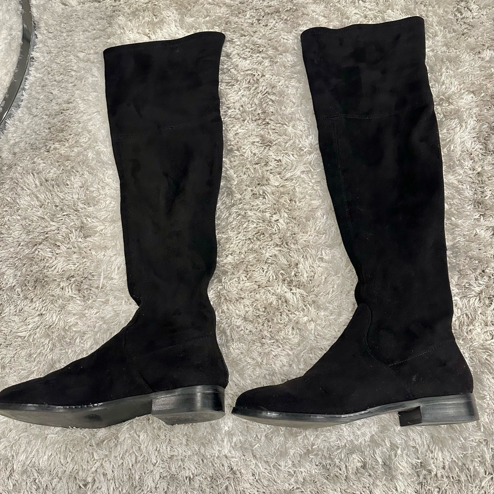 Steve Madden Odessa Black Faux Suede Leather Knee High Boots - Size 7.5
